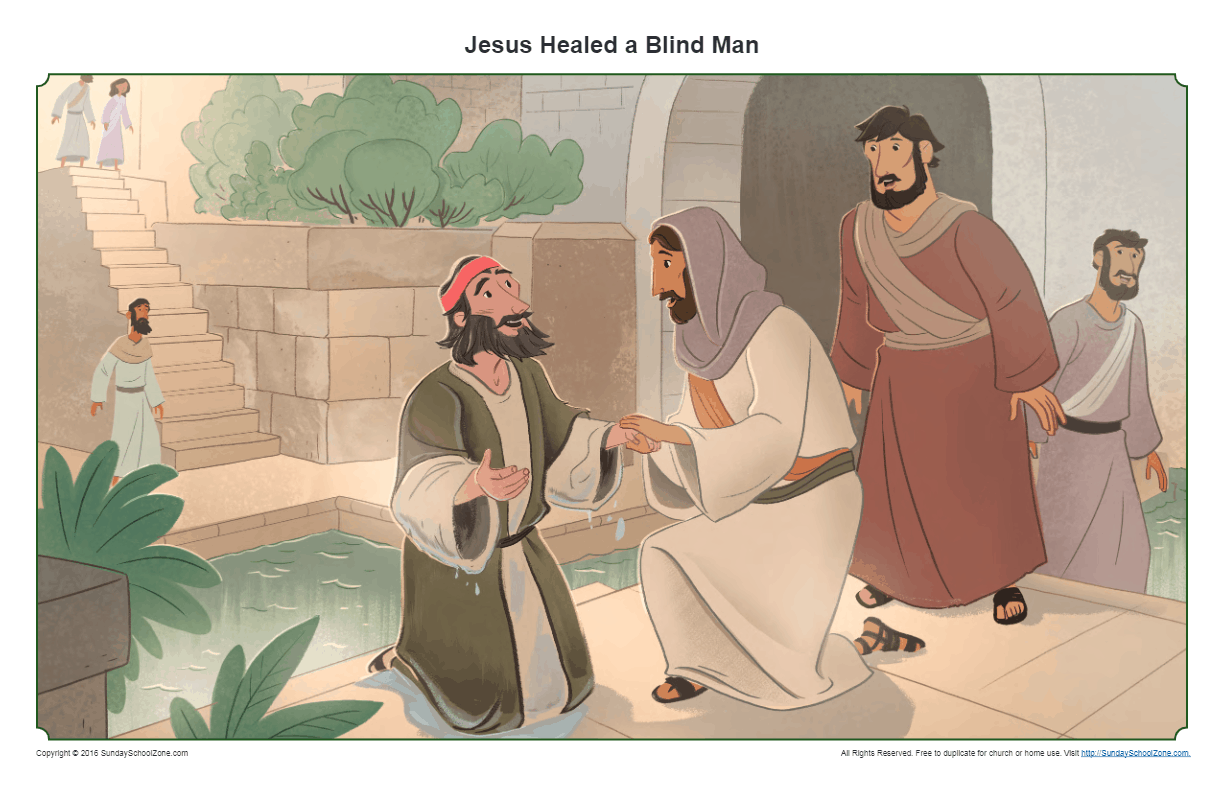 Jesus Healed a Man Born Blind Teaching Picture for Kids