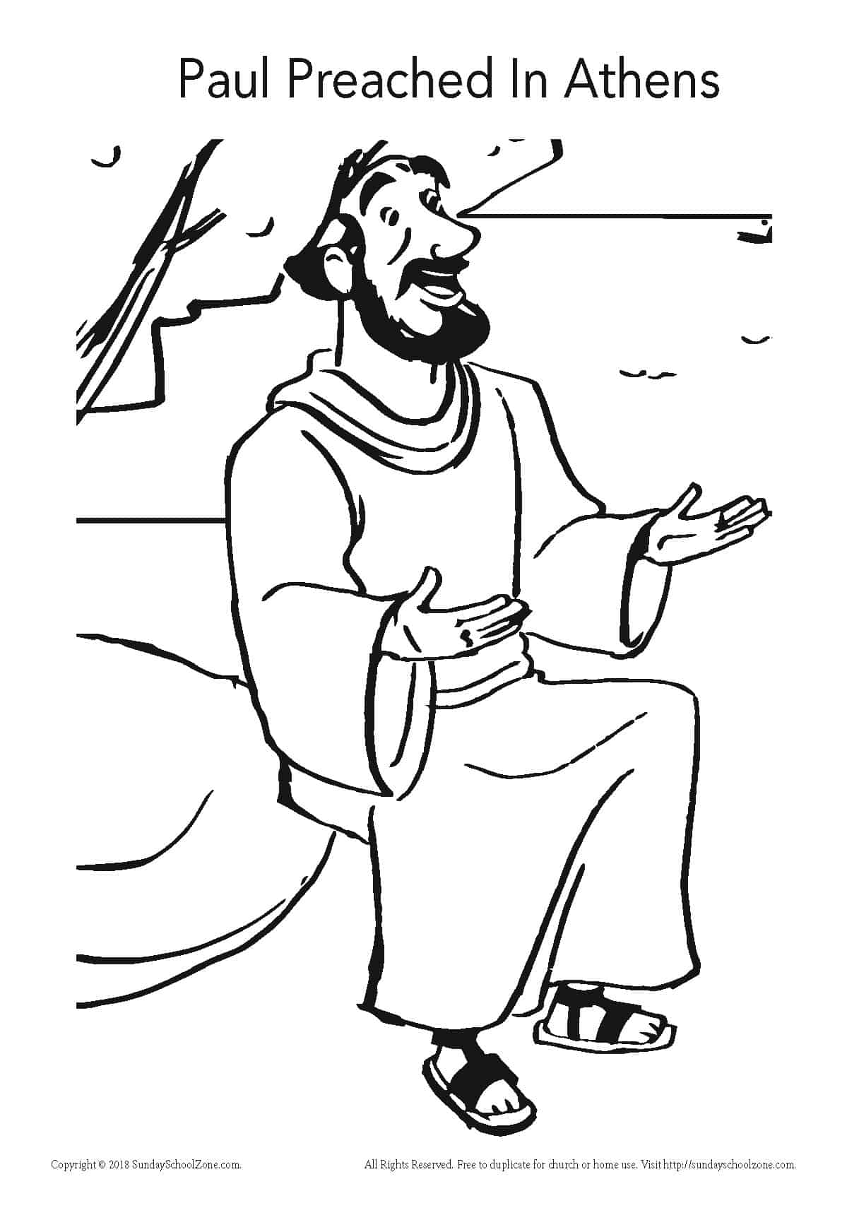 Download Paul Preached In Athens Coloring Page on Sunday School Zone