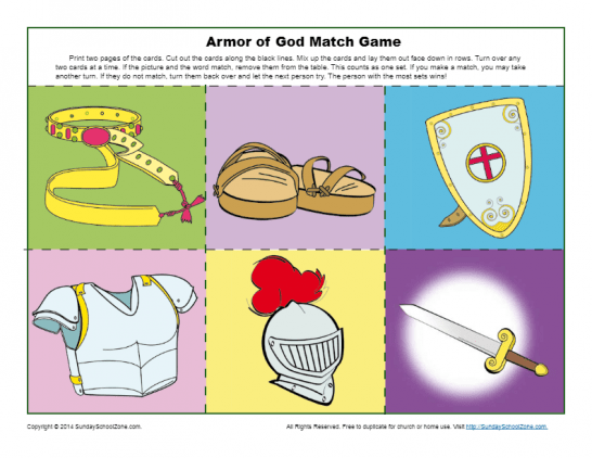 Free Printable Armor Of God Activities On Sunday School Zone