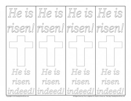 He Is Risen Indeed! Colorable Easter Bookmark