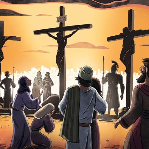 Illustration of Jesus' Crucifixion on Sunday School Zone