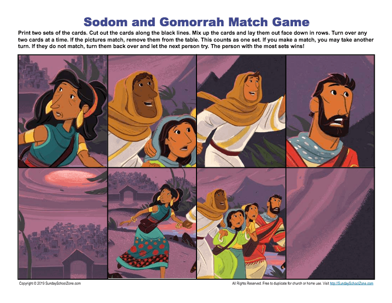 Sodom And Gomorrah Match Game Activity On Sunday School Zone