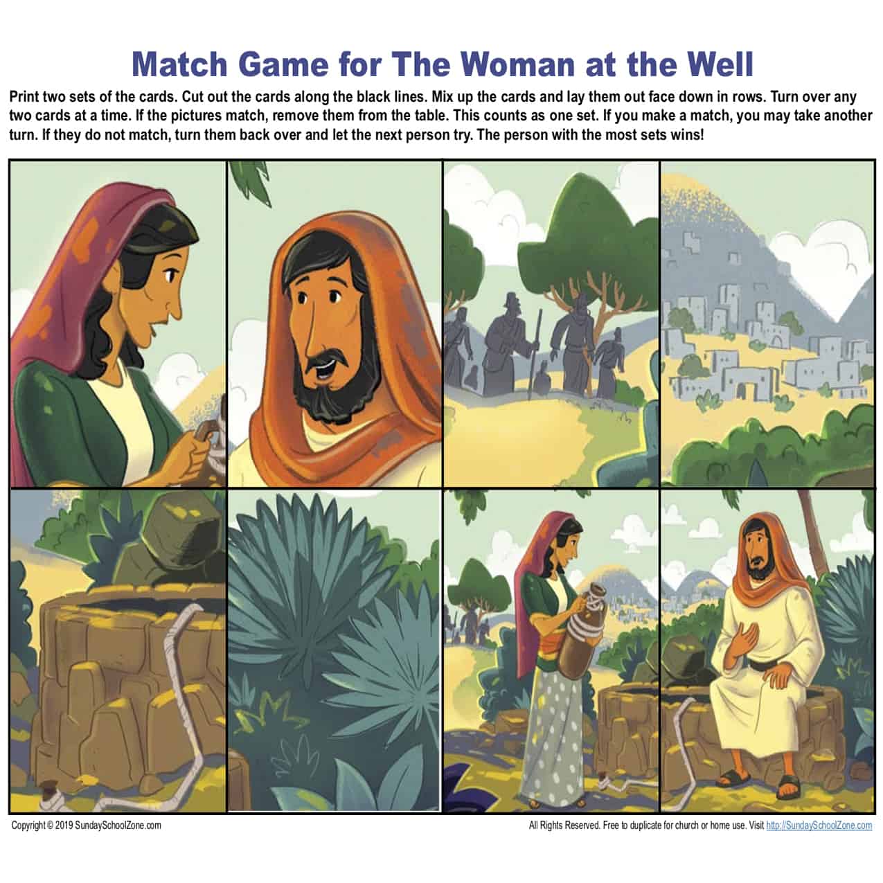 Bible Matching Games For Children On Sunday School Zone