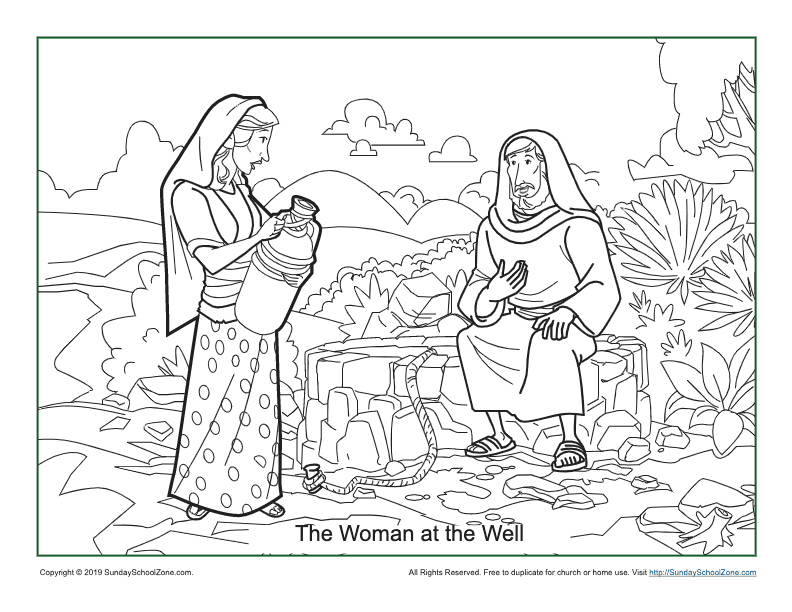 Woman At The Well Coloring Page on Sunday School Zone