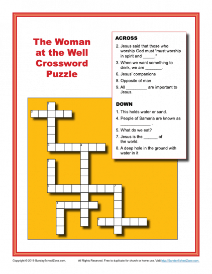 bible crossword puzzles bible lesson activities for children