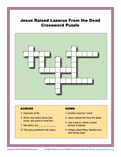 Bible Crossword Puzzles Bible Lesson Activities for Children