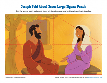 Joseph Told About Jesus Large Jigsaw Puzzle on Sunday School Zone