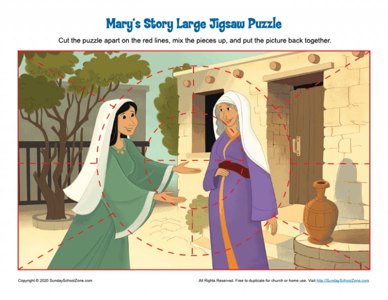 Mary's Story Large Jigsaw Puzzle on Sunday School Zone