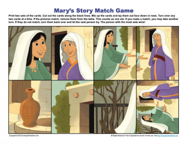 Mary's Story Match Game Bible Activity on Sunday School Zone