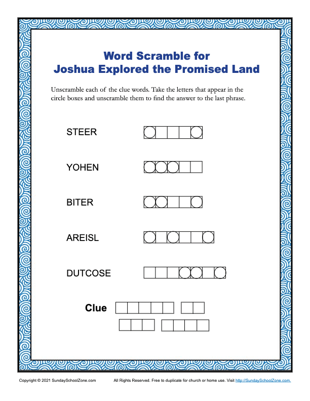 Free, Printable Joshua Bible Activities on Sunday School Zone