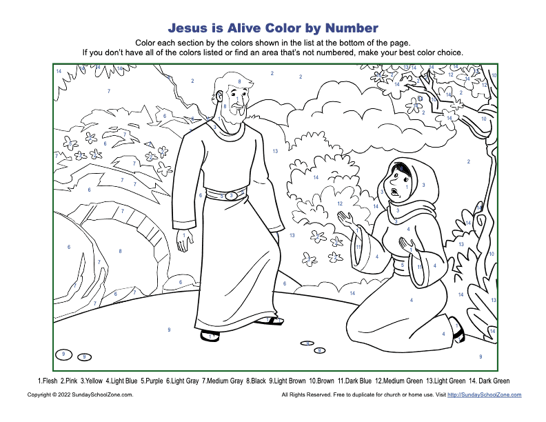 Kids Color By Number Jesus Coloring Page