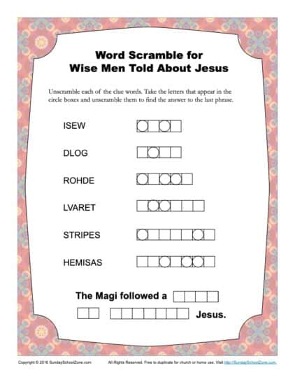 Word Scramble for the Wise Men