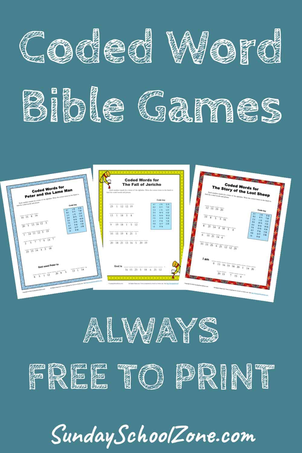 Coded Word Bible Activities for Children on Sunday School Zone