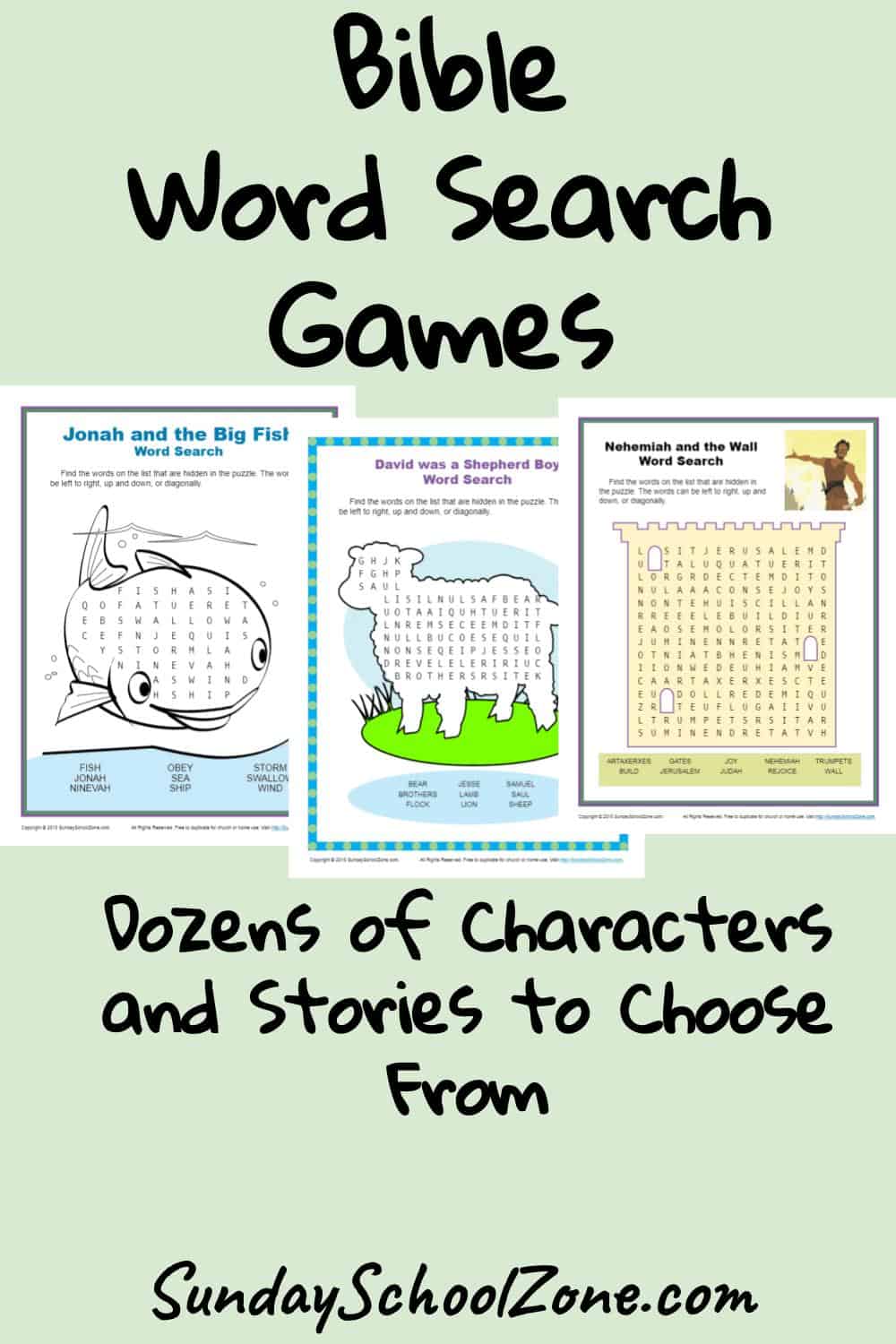 Free, Printable Bible Word Search Activities on Sunday School Zone