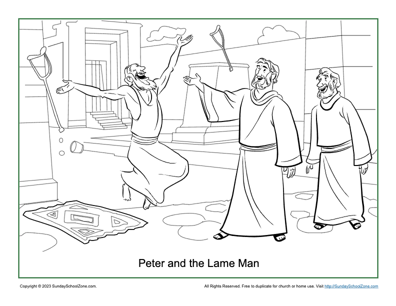 Peter And The Lame Man Coloring Page On Sunday School Zone