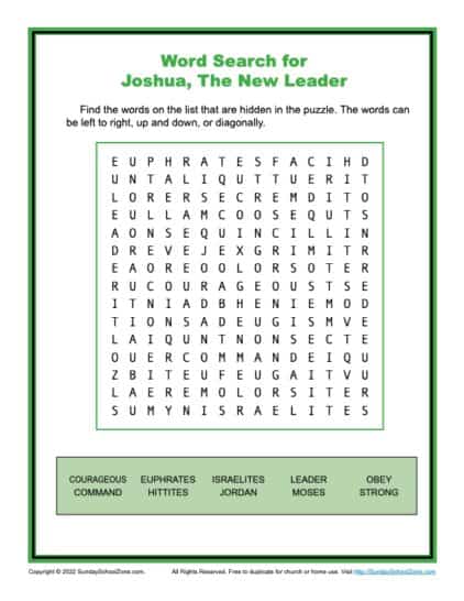 Word Search for Joshua the New Leader