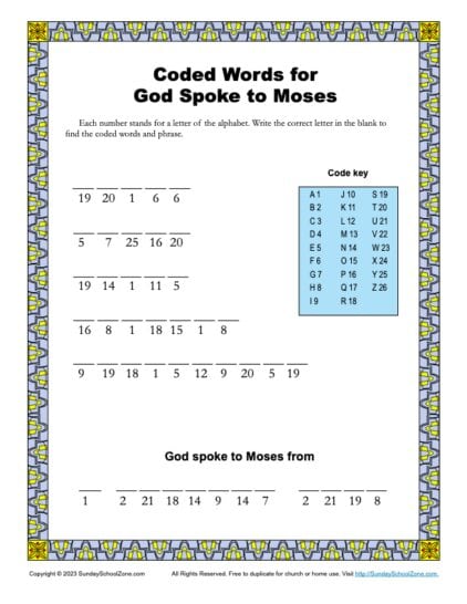 Coded Words for God Spoke to Moses