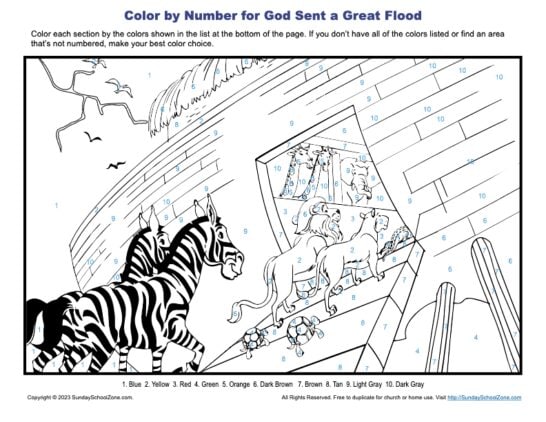 God Sent a Great Flood Color By Number