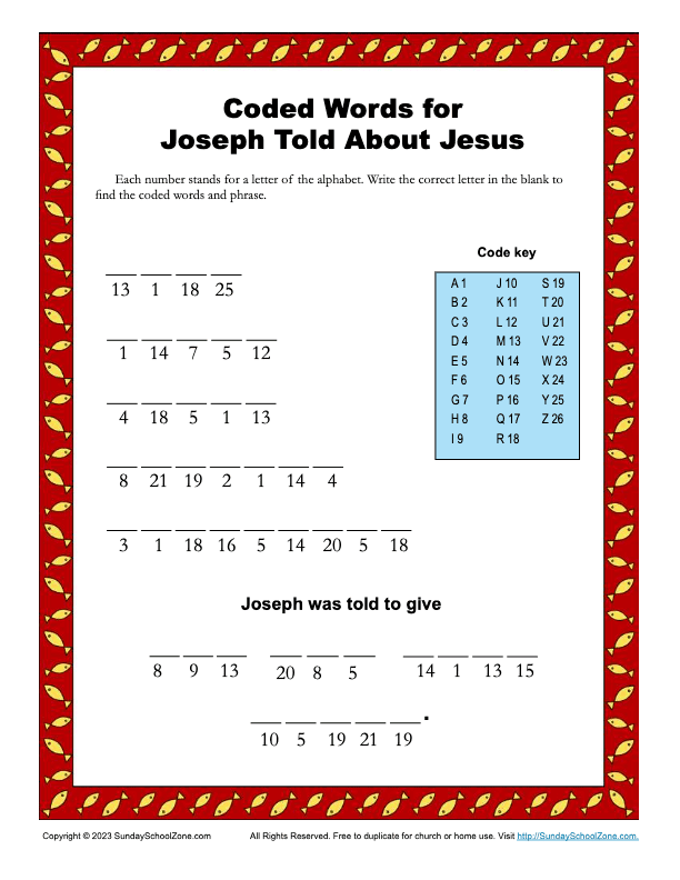 Coded Words for Joseph Told About Jesus