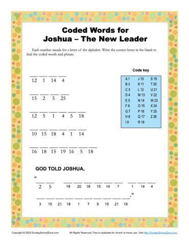 Free, Printable Joshua Bible Activities on Sunday School Zone