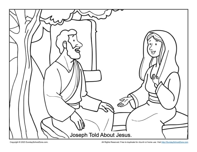Joseph Told About Jesus Coloring Page on Sunday School Zone