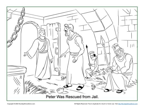 Peter Was Rescued from Jail Coloring Page