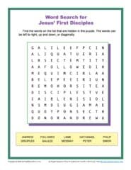 Word Search for Jesus' First Disciples