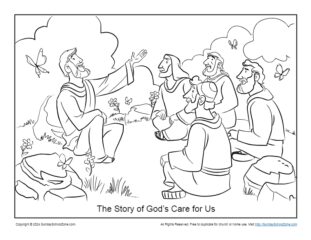 The Story of God’s Care for Us Coloring Page