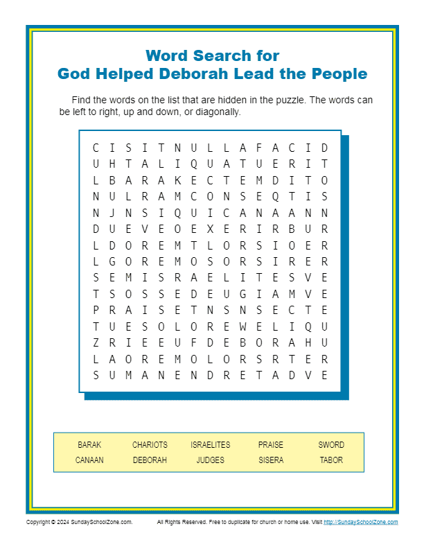Word Search for God Helped Deborah Lead the People