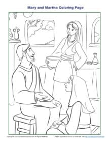 Mary and Martha Coloring Page on Sunday School Zone