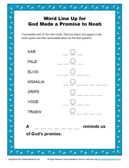 Word Line Up for God Made a Promise to Noah