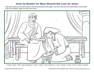 Color by Number for Mary Showed Her Love for Jesus