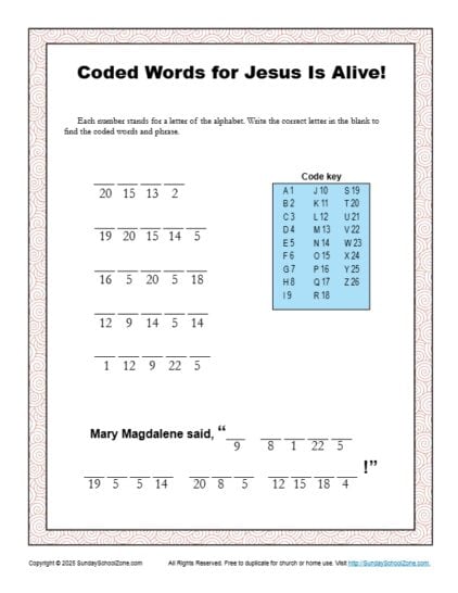 Coded Words for Jesus Is !