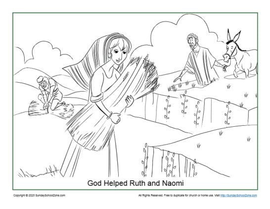 God Helped Ruth and Naomi Coloring Page