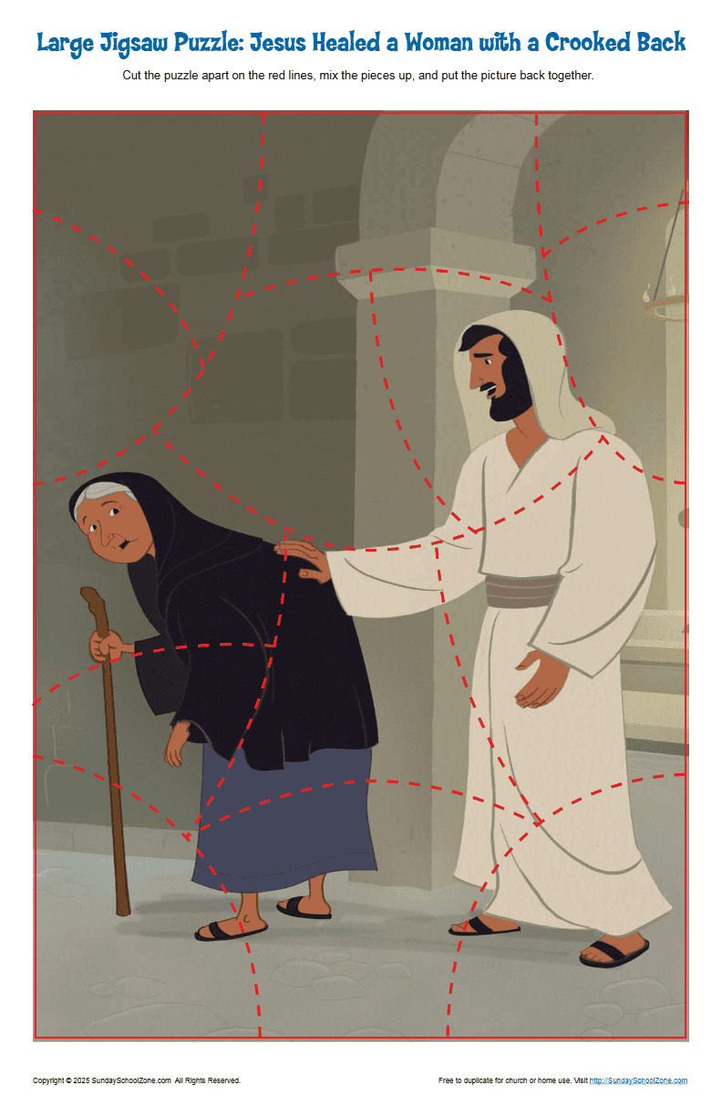 Large Jigsaw Puzzle Jesus Healed a Woman with a Crooked Back
