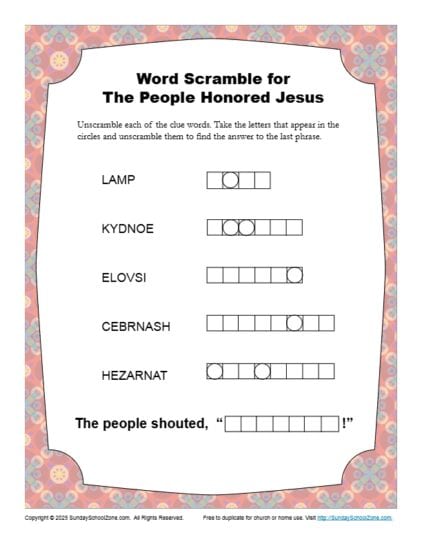 Word Scramble for The People Honored Jesus