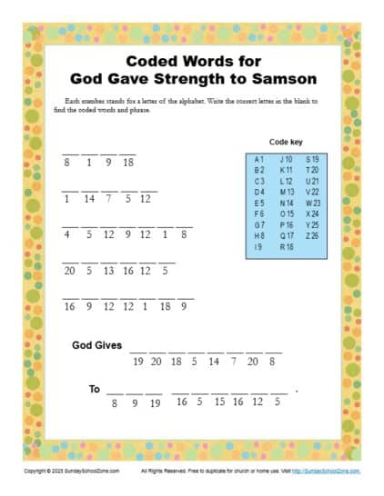 Coded Words for God Gave Strength to Samson