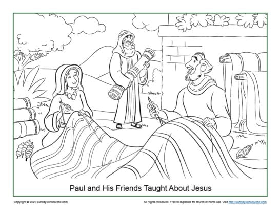 Coloring Page for Paul and His Friends Taught About Jesus