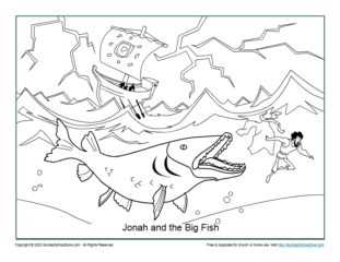 Jonah and the Big Fish Coloring Page