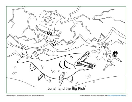 Jonah and the Big Fish Coloring Page