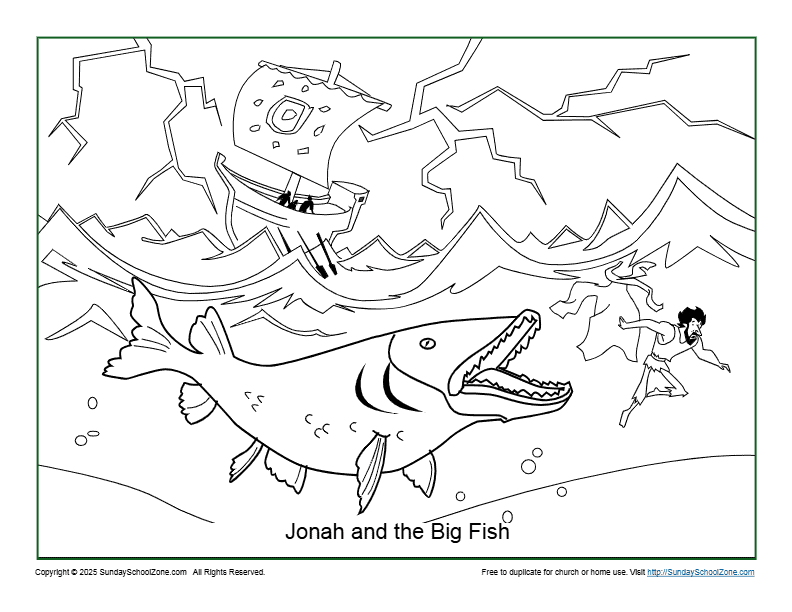 Jonah and the Big Fish Coloring Page