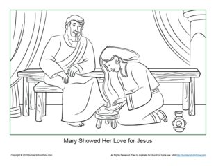 Mary Showed Her Love for Jesus Coloring Page