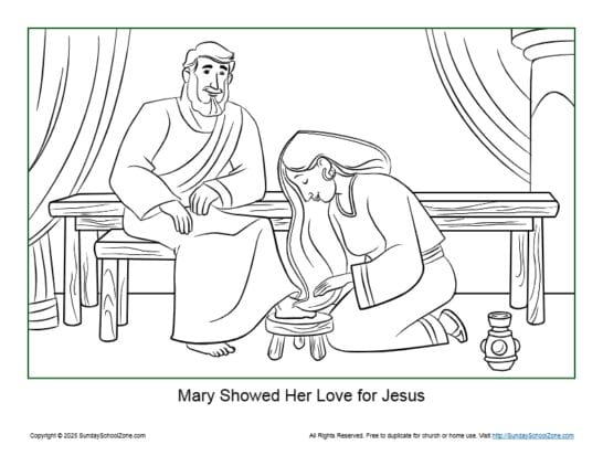 Mary Showed Her Love for Jesus Coloring Page