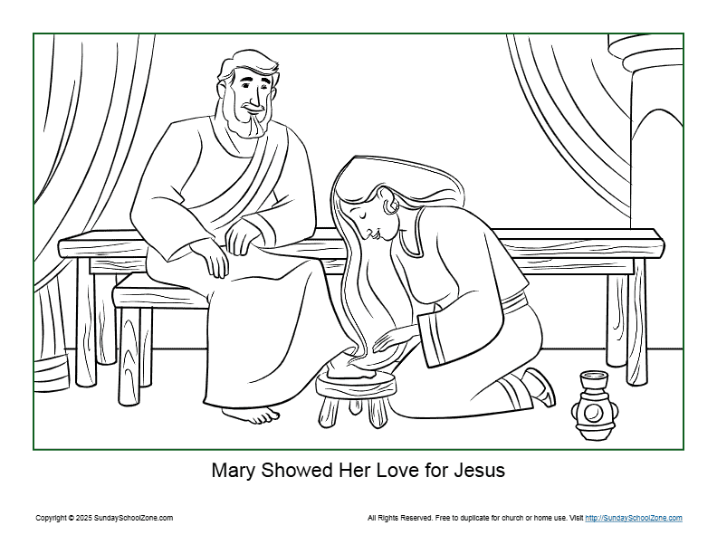 Mary Showed Her Love for Jesus Coloring Page