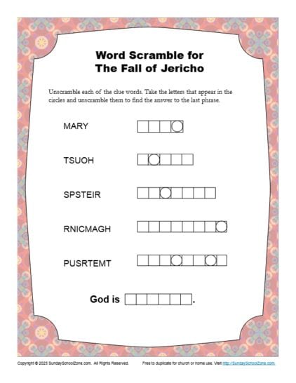 Word Scramble for The Fall of Jericho