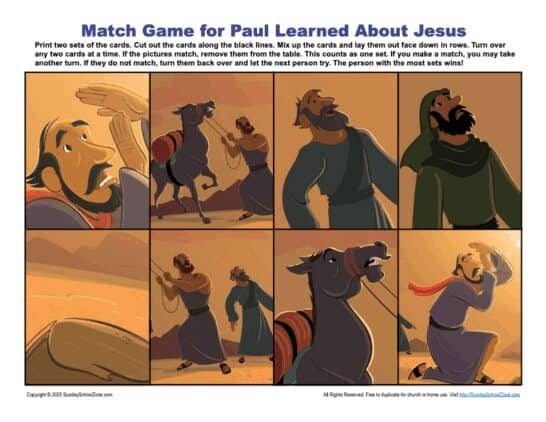 Match Game for Paul Learned About Jesus