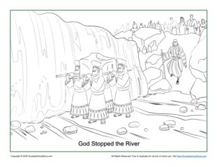 Coloring Page for God Stopped the River