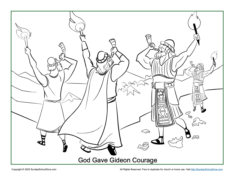 Coloring Page for God Gave Gideon Courage on SSZ